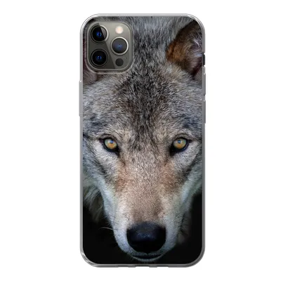 Produktbild von MuchoWow® Handyhülle Schutzhülle Hülle für iPhone 12 Pro Max Wolf - Porträt - Schwarz Silikon Softcase Handy Hülle - Hartschale