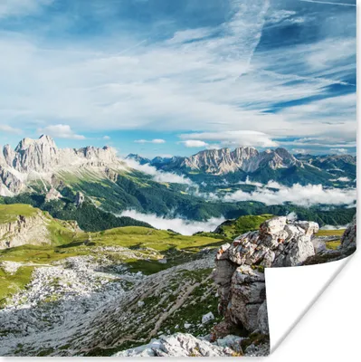 Produktbild von MuchoWow® Poster Alpen - Felsen - Gras 50x50 cm - Wohnzimmerdekoration