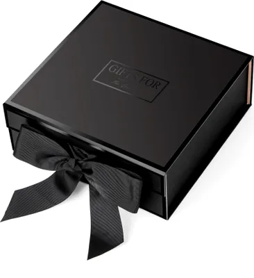 Produktbild von JiaWei Geschenkbox Faltschachtel mit Magnetverschluss für Weihnachten Hochzeit und alle andren Anlässe mit Schleife/ Seidenpapier/ Grußkarte Schwarz M
