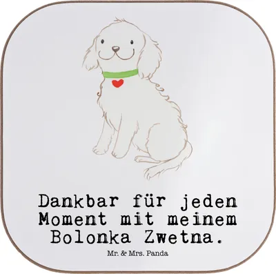 Produktbild von Mr. & Mrs. Panda Untersetzer Glas Bolonka Zwetna Moment - Weiß - Geschenk, Tischschoner, Tassenuntersetzer, für Gläser, Tasse, gläseruntersetzer, Tsvetnaya