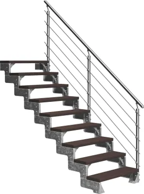 Produktbild von Dolle Außentreppe Gardentop 162-198cm Geschosshöhe mit Trimax dunkelbraun 80cm breit mit Prova-Geländer