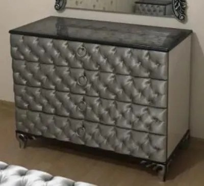 Produktbild von Casa Padrino Barock Kommode Silber 100 x 45 x H. 90 cm - Massivholz Schlafzimmer Kommode mit 4 Schubladen - Barock Schlafzimmer Möbel