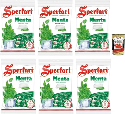 Produktbild von Sperlari Menta, Caramelle alla menta, Münzbonbons, lollies Süßigkeiten. 6x 500g + italian Gourmet polpa 400g