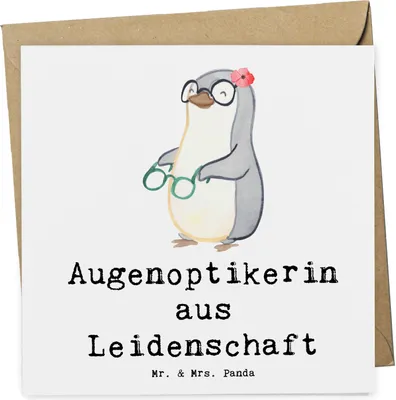 Produktbild von Mr. & Mrs. Panda Grußkarte Augenoptikerin Leidenschaft - Weiß - Geschenk, Brillengeschäft, Optometristin, Spruch, anlasskarte, Glückwunschkarte, faltkarte, Lustig, Witzig
