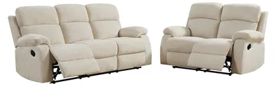 Produktbild von 3-Sitzer und 2-Sitzer Relaxsofa aus strukturiertem Beige-Stoff TOLZANO