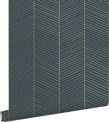 Obrázek produktu pro ESTAhome tapeta rybí kost tmavě modrá a zlatá 53 cm x 10,05 m