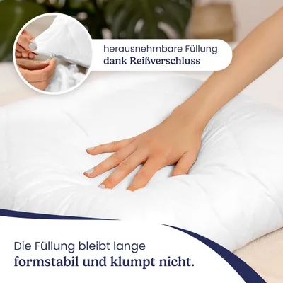 Produktbild von 2er Set Kissen (40x40 cm) - Dekokissen für Bett und als Zierkissen - Mit Reißverschluss - Sofakissen für Couch und Sofa - Waschbar bis 60° - weiß