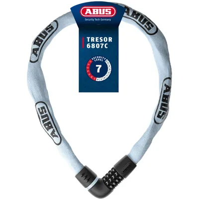 Produktbild von ABUS Kettenschloss Tresor 6807C - Zahlenschloss mit 360°-Bolzen, 7 mm starke Stahlkette, 4-stelliger Zahlencode - Fahrradschloss mit Sicherheitslevel 7 - Länge 110 cm, blau