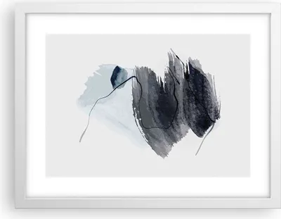 Produktbild von Gerahmtes Poster - Weißer Rahmen - Blau Grau Aquarell - 40x30 cm - Wand Bild - Wanddeko - Wandbilder - Kunstposter - Wandposter - Bilderrahmen - Bilder - Kunstdruck - Wanddekoration - P2WAA40x30-4975