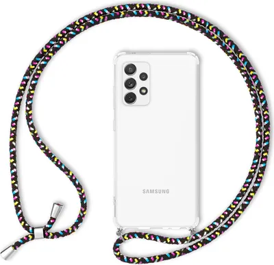 Produktbild von NALIA Handy Hülle mit Kette für Samsung Galaxy A72, Case Cover Umhängen Necklace Schwarz Bunt