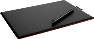 Produktbild von Wacom One by Medium - przewodowy - 2540 lpi - 216 x 135 mm - USB - pióro - czarny - czerwony