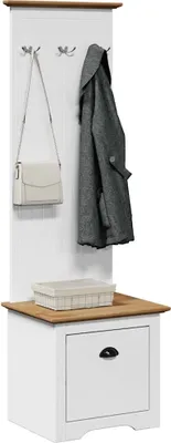 Obrázek produktu pro Nábytek Předsíňová skříň s háčky BODO bílá a hnědá 50x40x157 cm - lavice "Design 2024" DE30853026