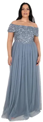 Produktbild von Maya Deluxe Damen Maya Deluxe Evening Women's Bardot Sequin Embellishment Evenin