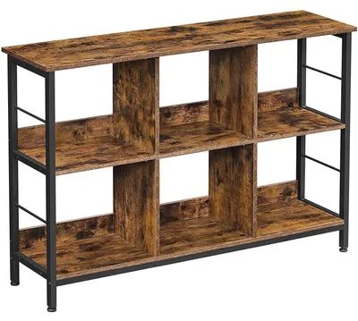 Image de Étagère ouverte avec compartiments – Rangement – Marron/Noir – Bois/Métal – 120 x 33 x 80 cm