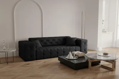 Produktbild von Sofa Designersofa CHANTAL 3-Sitzer in Stoff Opera Velvet Schwarz