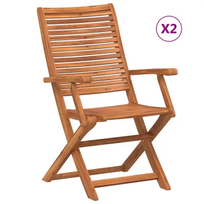 Image de vidaXL Chaises de jardin avec accoudoirs 2 pcs. Pliable Bois massif Acacia