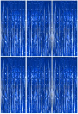 Produktbild von 6x Lametta Vorhang - blau - 91x244 cm