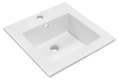 Zdjęcie produktu dla Umywalka wpuszczana w blat KR-41 kwadratowa,13,5 x 41,5 cm, biała, Kerra