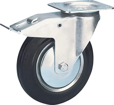 Produktbild von BS Rollen Lenkrolle L420.B55.101 Gummi feststellbar Ø 100 mm bis 70 kg mit Platte 105x80 mm