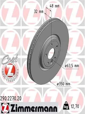 Produktbild von 2x ZIMMERMANN Bremsscheibe 290.2270.20 für LAND ROVER Range Rover Velar (L560)