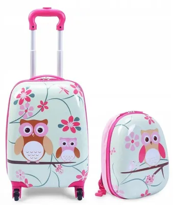 Produktbild von Marko Kinder-Reiseset Koffer und Rucksack 2in1 - Eulen
