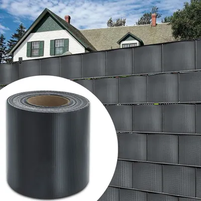 Image de Bandes de protection visuelle Clôture Film opaque Épais PVC Double face Peu réfléchissant Protection solaire Film de protection visuelle 2 rouleaux de 35m x 19cm Anthracite
