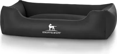 Produktbild von Knuffelwuff Kunstleder Hundebett Sidney Übergröße XXXL 155cm x 105cm Schwarz