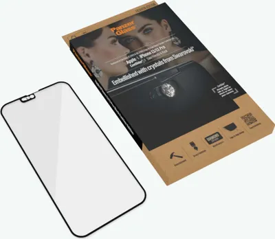Obrázek produktu pro Panzerglass E2E Antimikrobiální mikrotrhlinové sklo se Swarovski Crystal Camera Shield pro Iphone 13 / 13 Pro - s černým rámečkem
