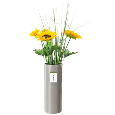 Obrázek produktu pro Keramická váza na květiny šedá lesklá H 31,5 cm D 11,7 cm Dekorativní stolní váza Tube Flowers Deco Orchid Modern Glamour