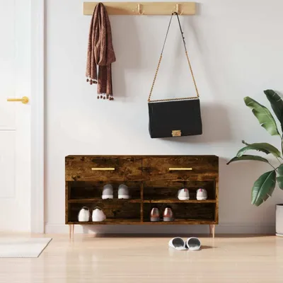 Obrázek produktu pro The Living Store Lavice na boty kouřový dub 102x35x55 cm Materiál na bázi dřeva
