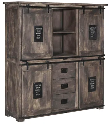 Immagine prodotto di MASSIVMOEBEL24 | RAILWAY #225 Credenza in legno di mango - laccato / grigio 150x45x160
