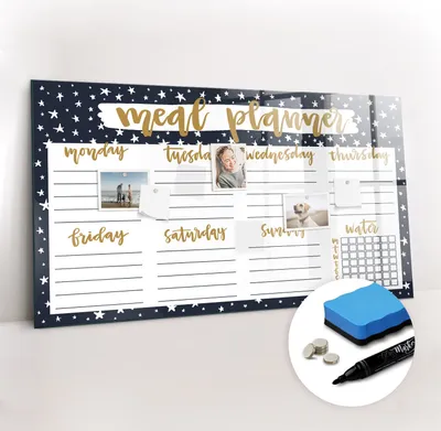 Produktbild von Magnetpinnwand Memoboard - Zubehörsatz - Schwarzer Marker + Schwamm + Magnete - 120 x 60 cm - Star-Speiseplaner