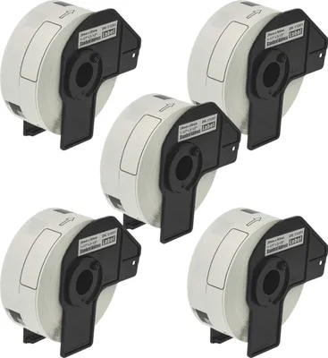 Produktbild von vhbw 5x Rolle mit Halter 29mm x 90mm (400 Etiketten) kompatibel mit Brother PT QL-820NWB Drucker - Premium Weiß