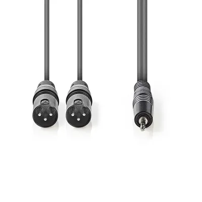 Produktbild von Nedis Balanced Audio-Kabel - 2x XLR 3-Pin Stecker - 3.5 mm Stecker - Vernickelt - 1.50 m - Rund - PVC - Dunkelgrau - Kartonhülle
