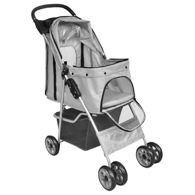 Immagine prodotto di vidaXL Pet Buggy cane/gatto passeggino da viaggio pieghevole grigio