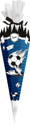 Produktbild von itenga SCHULTÜTEN Bastelset 68cm "FUSSBALL" meine Vereinstüte blau - schwarz weiss