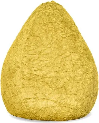 Immagine prodotto di Lumaland Luxury Fluffy Pouf elegante in peluche intrecciato - Imbottitura 120L - Giallo