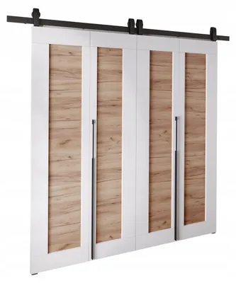 Produktbild von KierMoebel Schiebetür Komplettset QUDIO DUO M1 Weiß + Craft 172x205x3,2 cm Wohnzimmer Schiebetür