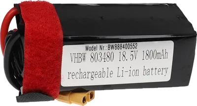 Produktbild von vhbw Akku kompatibel mit XT60 Stecker für Modellbau z.B. Racing Car, Helikopter, Flugzeug (1800mAh, 18,5V, Li-Polymer, 91 x 36 x 43 mm)