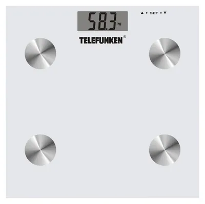 Image de Pèse-personne électronique Telefunken M02565, verre trempé, 180 kg, écran LCD, blanc