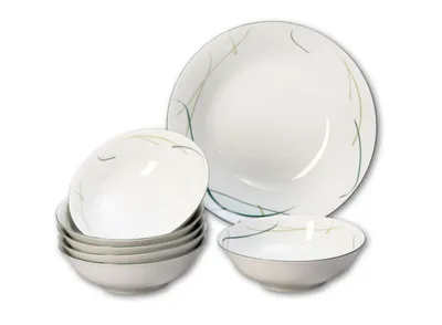 Image de Porcelaine tchèque, service à compote, Thun, Opal, herbe, 7 pièces
