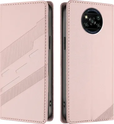 Image de Etui pour Xiaomi Poco X3/Poco X3 NFC/Poco X3 Pro, étui portefeuille en cuirPolyuréthaneavec fente pour cartes et fonction stand Rose