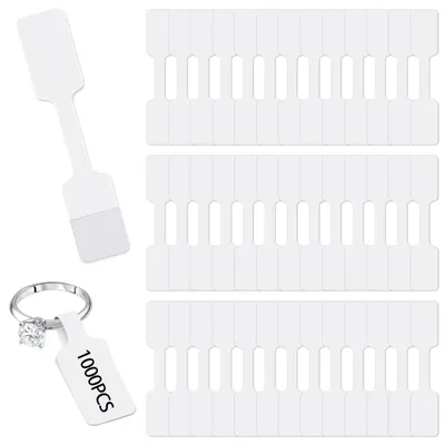 Produktbild von Preisetiketten selbstklebend Preisanhänger Schmuckanhänger - 1000 Stück - 6 x 1,2 cm - Weiß - Für Schmuck und Kleidung