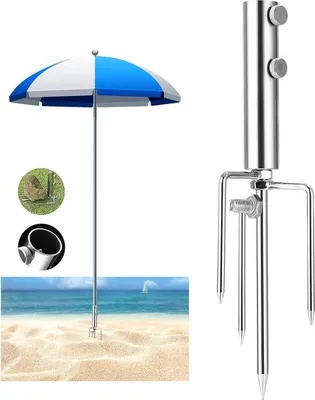 Produktbild von Famanu Parasolständer mit Bodenplatte - Abnehmbarer Parasolhalter - Metallbodenpfahl - Strand- und Gartenparasolfuß auf Rollen