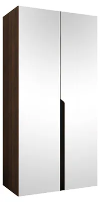 Produktbild von MIRJAN24 Kleiderschrank Mila 3 100 mit Spiegel, Schlafzimmer, Kleiderschrank, mit zwei Drehturen und mit Kleiderstange, Modern, Garderobenschrank (Farbe: Nuss Warmia + Schwarz)