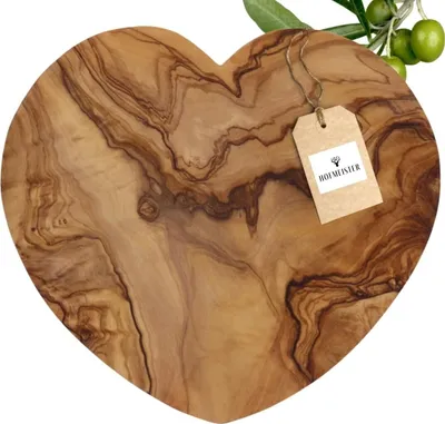 Produktbild von Hofmeister Brettchen Herz aus Olivenholz 21cm Schneidebrett Küchenbrett Geschenk