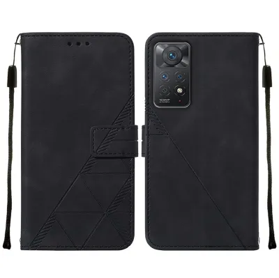Produktbild von Redmi Note 11 Pro Hülle, Schlank Prägung Flip Leder Kartenfächer Schutzhülle mit Ständer für Xiaomi Redmi Note 11 Pro 5G / 4G Schwarz