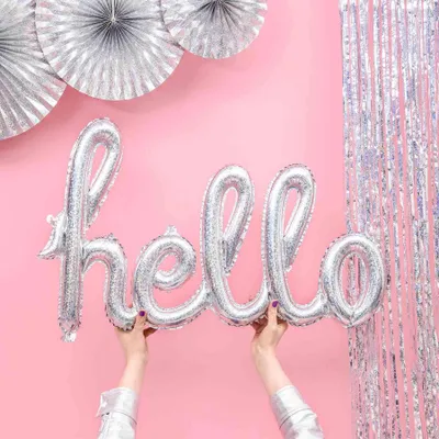 Immagine prodotto di Palloncino in foil con scritta hello, rosa, ca. 98 x 57 cm