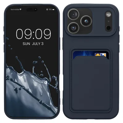 Produktbild von kwmobile Handyhülle für Apple iPhone 17 Pro Max Hülle mit Kartenfach - TPU Case - Kabelloses Laden - Schutzhülle Cover in Dunkelblau
