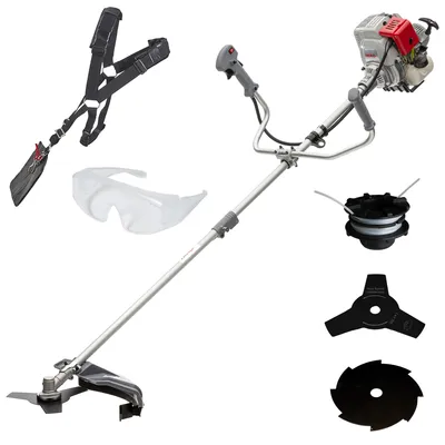 Produktbild von IKRA Benzin Freischneider IBF 31-4 | 4-Takt | Fadenspule 43 cm Schnittbreite | 3- & 8-Zahn-Messer Ø 25,5 cm | Schutzbrille | Schultergurt